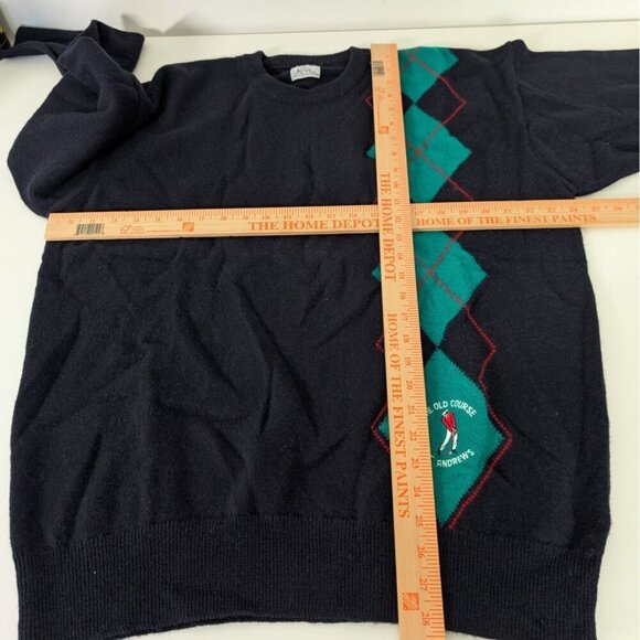 Vintage Clan Royal Old Course Golf Sweater Mens Size XL Blue Argyle Diamond Wool - Picture 9 of 11